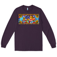 Plum bison amerıcan flag  license plate template Long Sleeve Tee - BarkalooDesign