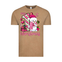 Vintage Coffee My 1st. pink Christmas with cute snowman Vintage Tee - NancyCooperArtShop