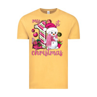 My 1st. Pink Christmas With Cute Snowman Vintage Tee | Teevron