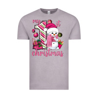 Vintage Zinc My 1st. pink Christmas with cute snowman Vintage Tee - NancyCooperArtShop
