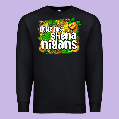 St. Patrick's Little Miss Shenanigans Premium Sweatshirt Designed By Oliviacreatesart