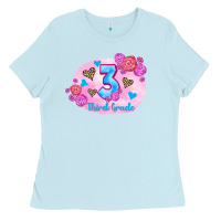 Baby Blue back to school flowers third grade 3200x2400 Ladies Tee - AdoDesignShop