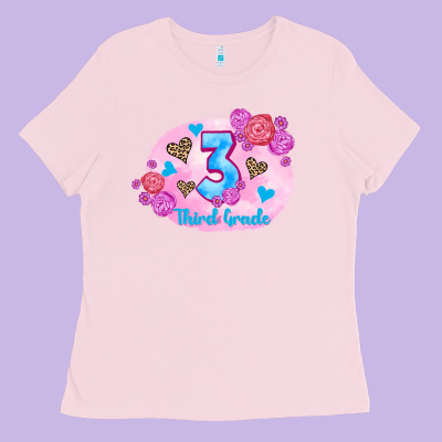 Back To School Flowers Third Grade 3200x2400 Ladies Tee Designed By Adodesignshop