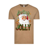 Vintage Coffee Feeling Jolly with Santa Vintage Tee - NancyCooperArtShop