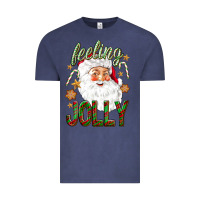 Vintage Denim Feeling Jolly with Santa Vintage Tee - NancyCooperArtShop