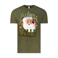 Vintage Olive Feeling Jolly with Santa Vintage Tee - NancyCooperArtShop