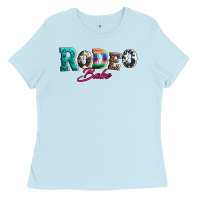 Baby Blue rodeo babe turquoise serape cowhide leopard Ladies Tee - Artiststas