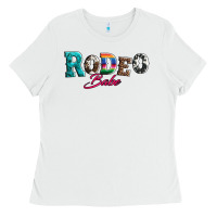 White rodeo babe turquoise serape cowhide leopard Ladies Tee - Artiststas