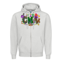 Dove Grey cma mardi gras cowgirl Zipper Hoodie - CowGirlArtShop