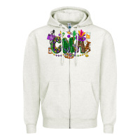 Oatmeal Heather cma mardi gras cowgirl Zipper Hoodie - CowGirlArtShop