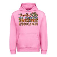 Fuchsia Pink Thankful Blessed And Kind Of A Mess Urban Hoodie - CowhideDigitalArt