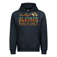 Navy Thankful Blessed And Kind Of A Mess Urban Hoodie - CowhideDigitalArt
