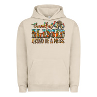 Pigment French Oak Thankful Blessed And Kind Of A Mess Urban Hoodie - CowhideDigitalArt