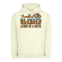 Pigment Pistachio Thankful Blessed And Kind Of A Mess Urban Hoodie - CowhideDigitalArt