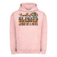 Pigment Salmon Thankful Blessed And Kind Of A Mess Urban Hoodie - CowhideDigitalArt