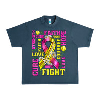 Midnight Navy breast cancer softball ribbon love cure fight bbs Urban Heavy Tee - BundleAndBundleShop