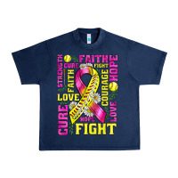 Navy breast cancer softball ribbon love cure fight bbs Urban Heavy Tee - BundleAndBundleShop