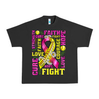Pigment Black breast cancer softball ribbon love cure fight bbs Urban Heavy Tee - BundleAndBundleShop