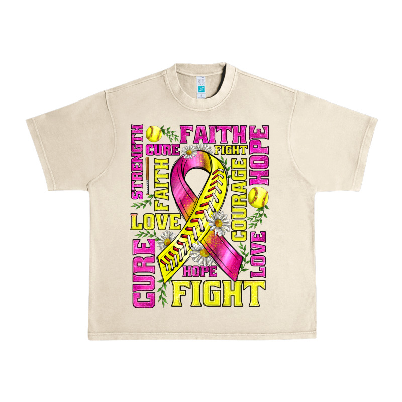 Breast Cancer Softball Ribbon Love Cure Fight Bbs Urban Heavy Tee by BundleAndBundleShop | Teevron