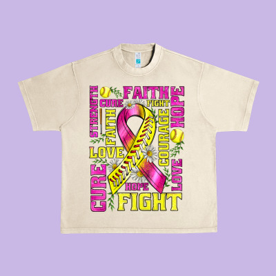 Breast Cancer Softball Ribbon Love Cure Fight Bbs Urban Heavy Tee Designed By Bundleandbundleshop