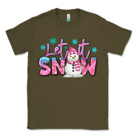 Army Green let it snow pink christmas snowman Classic Tee - MaliasSmallBusiness