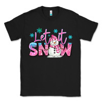 Black let it snow pink christmas snowman Classic Tee - MaliasSmallBusiness
