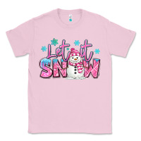 Bubblegum Pink let it snow pink christmas snowman Classic Tee - MaliasSmallBusiness