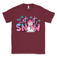 Burgundy let it snow pink christmas snowman Classic Tee - MaliasSmallBusiness