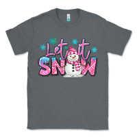 Charcoal Heather let it snow pink christmas snowman Classic Tee - MaliasSmallBusiness