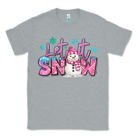 Heather Grey let it snow pink christmas snowman Classic Tee - MaliasSmallBusiness
