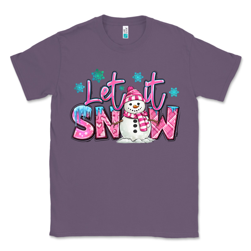 Let It Snow Pink Christmas Snowman Classic Tee by MaliasSmallBusiness | Teevron