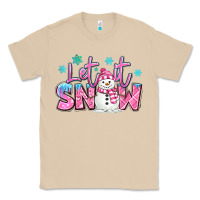 Mushroom let it snow pink christmas snowman Classic Tee - MaliasSmallBusiness