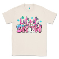 Natural let it snow pink christmas snowman Classic Tee - MaliasSmallBusiness