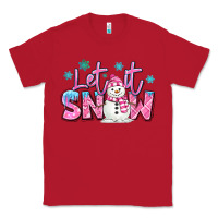 Red let it snow pink christmas snowman Classic Tee - MaliasSmallBusiness
