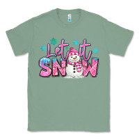 Sage let it snow pink christmas snowman Classic Tee - MaliasSmallBusiness