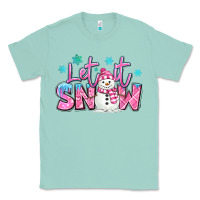 Seafoam let it snow pink christmas snowman Classic Tee - MaliasSmallBusiness