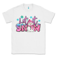 White let it snow pink christmas snowman Classic Tee - MaliasSmallBusiness