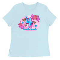 Baby Blue back to school flowers fourth grade 3200x2400 Ladies Tee - AdoDesignShop