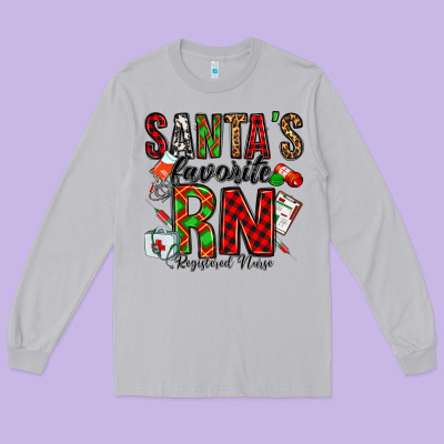 Santa's Favorite Rn Long Sleeve Tee Designed By Jasminsmagicworld