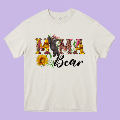 Pink Mama Bear With Cute Bear Heavy Core Tee Designed By Artiststas