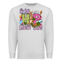 Dove Grey Easter Day One hip Lunch Lady Premium Sweatshirt - OliviaCreatesArt