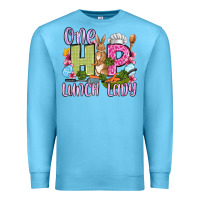 Ocean Blue Easter Day One hip Lunch Lady Premium Sweatshirt - OliviaCreatesArt