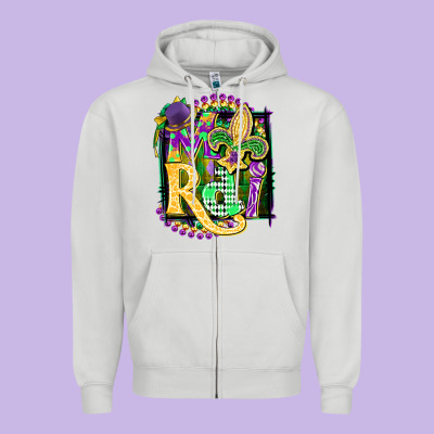 Mardi Gras Zipper Hoodie Designed By Cowgirlartshop