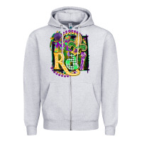 Heather Grey mardi gras Zipper Hoodie - CowGirlArtShop