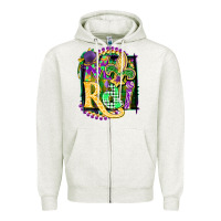 Oatmeal Heather mardi gras Zipper Hoodie - CowGirlArtShop