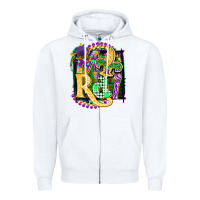 White mardi gras Zipper Hoodie - CowGirlArtShop