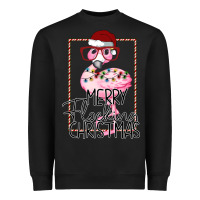 Black Merry Flock Christmas Flamingo Christmas Heavyweight Sweatshirt - Bettercallsaul