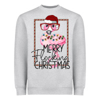 Heather Grey Merry Flock Christmas Flamingo Christmas Heavyweight Sweatshirt - Bettercallsaul