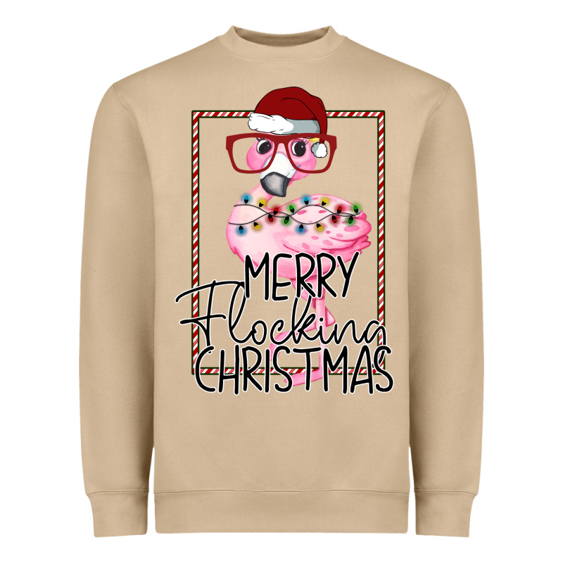 Merry Flock Christmas Flamingo Christmas Heavyweight Sweatshirt by Bettercallsaul | Teevron