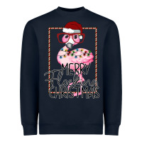Navy Merry Flock Christmas Flamingo Christmas Heavyweight Sweatshirt - Bettercallsaul